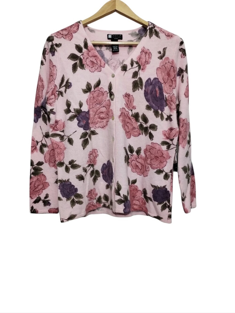 Carole Little Wool Blend Floral Cardigan Women's XL Garden Boho Cottage